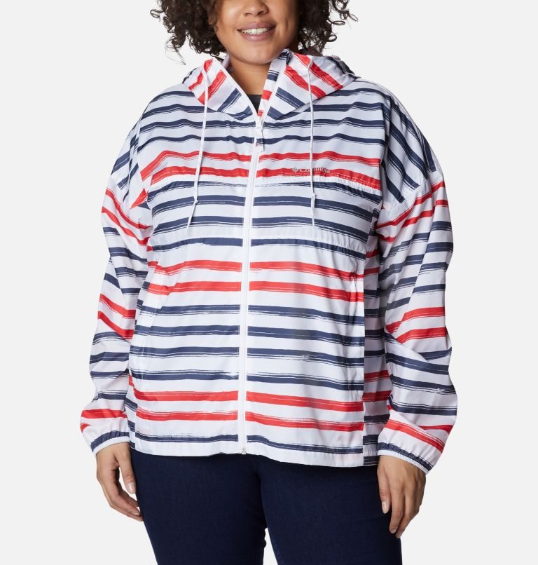 Columbia Flash Challenger Novelty Windbreaker Jakke Dame Stripete | Plus Size 52310G